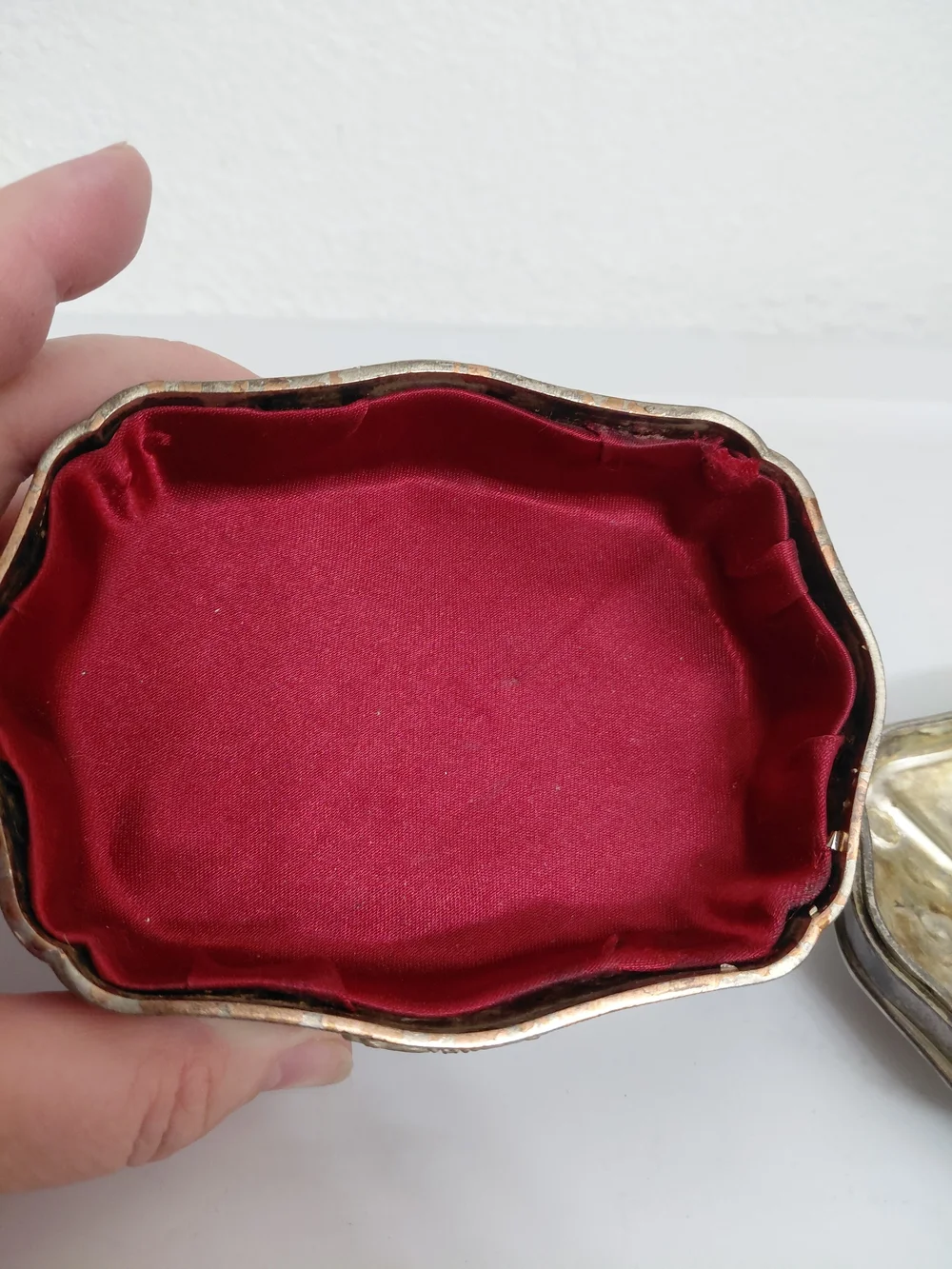 Vintage Jewelry Trinket Box Rose Design Silver Plated Footed